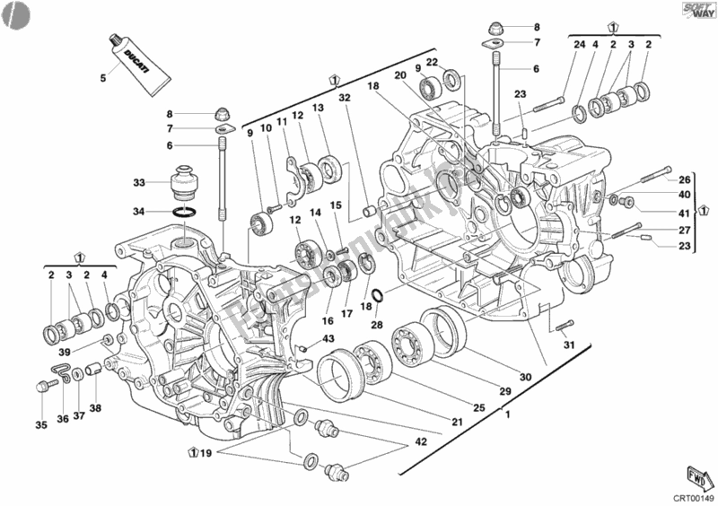 Alle onderdelen voor de Carter van de Ducati Supersport 800 SS 2004